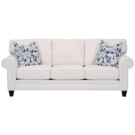 Traditional Sofa with Rolled and Pleated Arms